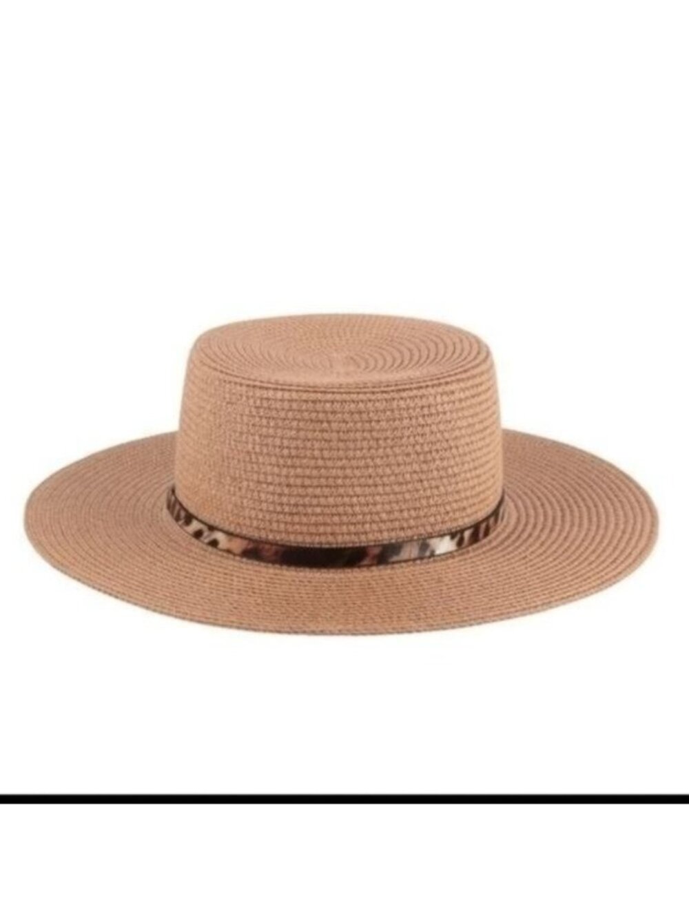 PANAMA BRIM HAT W/ LEOPARD STRAP-NEW-WOVEN.